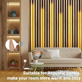 Lichaser 3.28ft COB LED Strip Light, 6 Rolls of 3000K Flexible COB LED for Acoustic Panel and Wood Slat Wall Panels Parallel with Dimmable Touch Sensor Switch, Cuttable for Wood Slat Lighting, Shelf