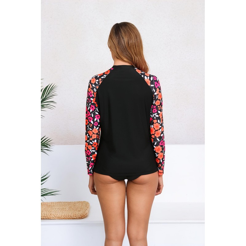 Halcurt Women's Long Sleeve Rash Guard Swim Top UPF50+ SPF