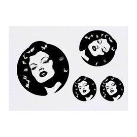 4 x 'Portrait of Vintage Woman' Temporary Tattoos - Water Resistant, Skin-Safe, Non-Toxic Transfers, Mixed Sizes (TO00076386)