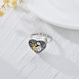 Sterling Silver Dog Urn Ring for Ashes, Dog Memorial Keepsake Cremation Jewelry Gifts for Dog Lovers Women