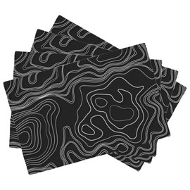 Juego de 4 manteles individuales topográficos, juego de manteles individuales para mesa de comedor, 12 x 18 pulgadas, lavable, resistente a las manchas, mantel individual para cocina y fiestas