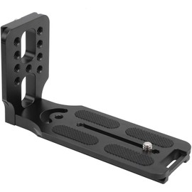 Bindpo Soporte en L para cámara Placa de liberación rápida, aleación de Aluminio Placa QR de Disparo Vertical Soporte Negro en Forma de L para cámara Compatible con trípode, estabilizador