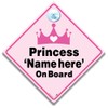Personalisierbares Autoschild mit Aufschrift "Princess Baby on Board", rosa Krone,