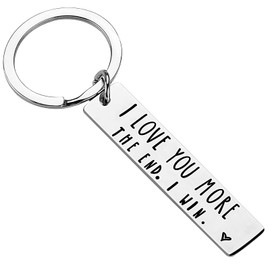 Couple Keychain for Him and Her I Love You More The End I Win BFF Girlfriend Boyfriend Husband Wife Couple Key Ring for Romantic Gift Valentine, Father’s Day, Mother’s Day, Christmas, Anniversary