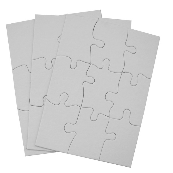 Inovart Puzzle-It 9-Piece Blank Puzzle, 12 Puzzles Per Package, 4" x 5-1/2", White
