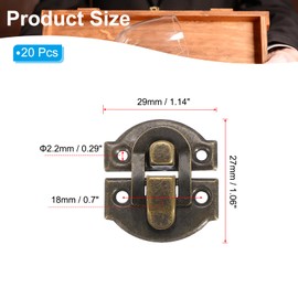 PATIKIL Small Metal Box Toggle Latch, 20 Pack Vintage Hasp Latch Lock Buckle Hardware with Mounting Screw for Wood Jewelry Cabinet Toolbox Ordinary Box, Bronze