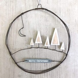 East of India Hanging Metal Christmas Tree Wreath Merry Christmas