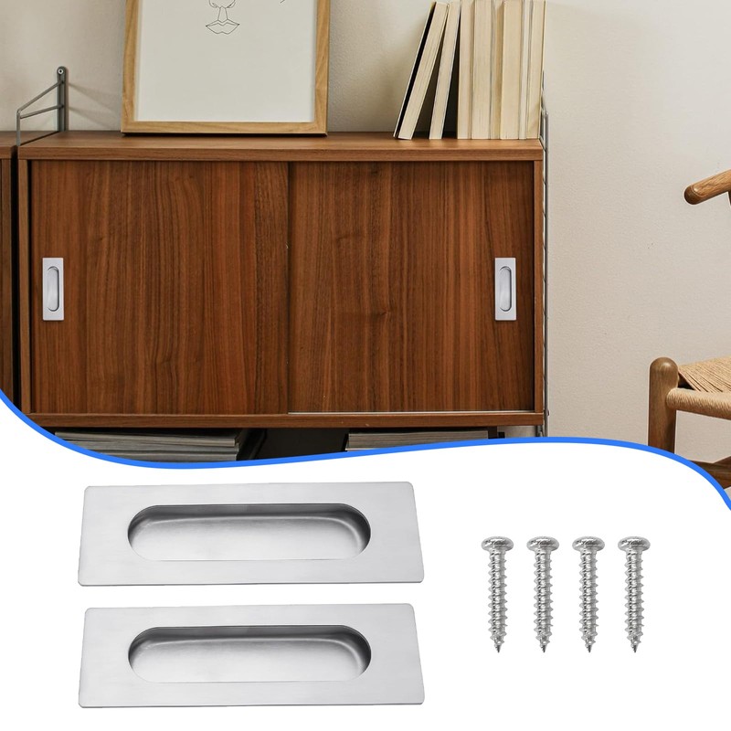 Wjelet 2 Pcs Flush Door Handles, Concealed Embedded Flush Sliding