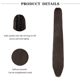 Cybelleza 22" Ponytail Extensions Long Straight Ponytail Clip in Hair Extensions Claw on Pony Tails Hairpieces Synthetic Natural Looking for Women(Medium Brown)