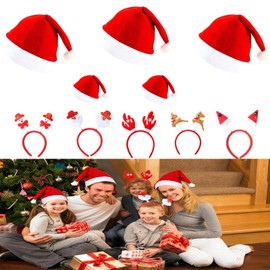 WLHFDC 5 x Christmas hat and 5 x Christmas headband set, reindeer headband, Christmas, Christmas hair accessories, adults and children, Christmas hats, headband for Christmas party, masquerade,