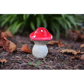G & F 10043 MiniGardenn Fairy Garden Miniature Premium Collection Life Size Mushroom Statue (Set of 2), Red