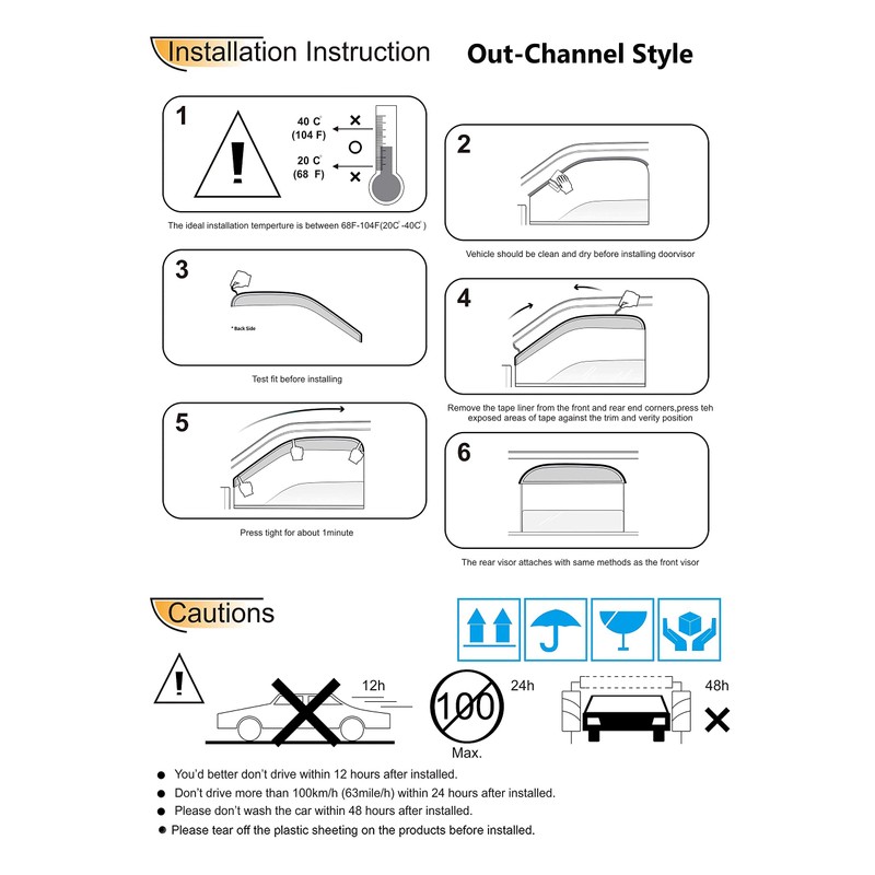 Puermto Side Window Visor Wind Vent Deflector fit for 2005-2015