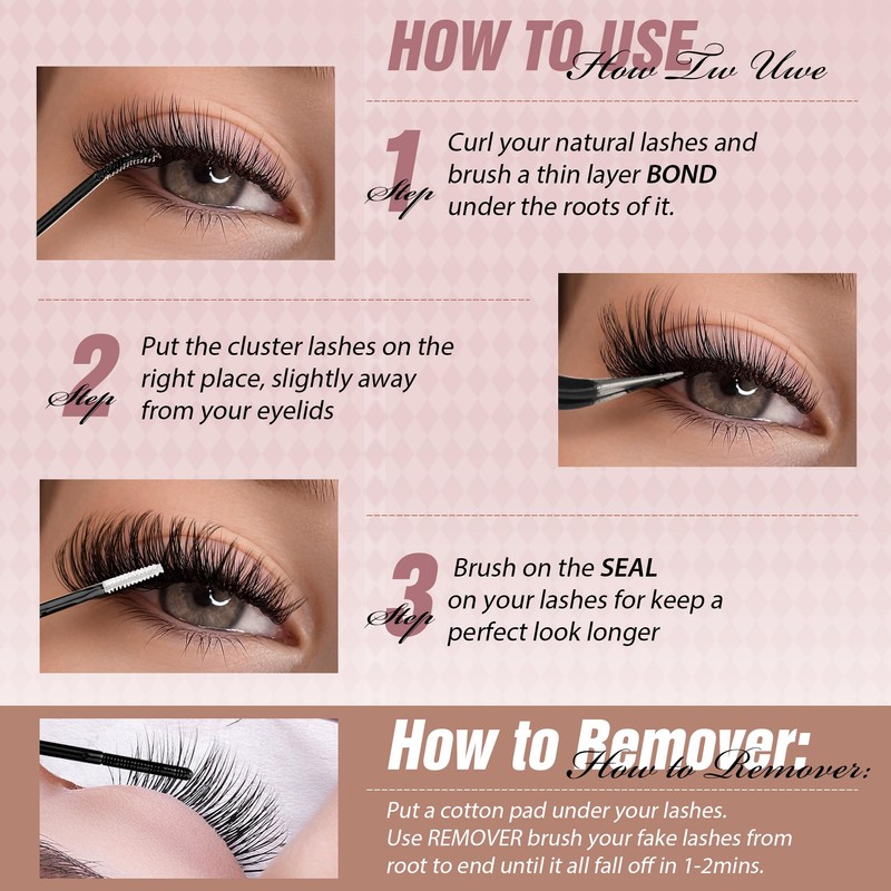 JIMIRE 320Pcs Individual Eyelashes DIY Russian Cluster Lashes 40D Lashes