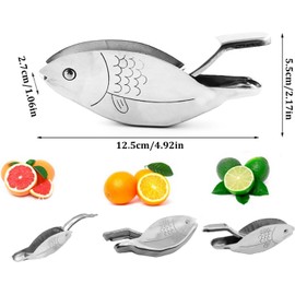 Stainless Steel Fish Shape Manual Lemon Juicer, 1Pc Stainless Steel Manual Lemon Squeezer Fish Shape Lemon Juicer, Stainless Steel Lemon Juicer Manual Lemon Squeezer Fish Shape Lemon Slice Squeezer
