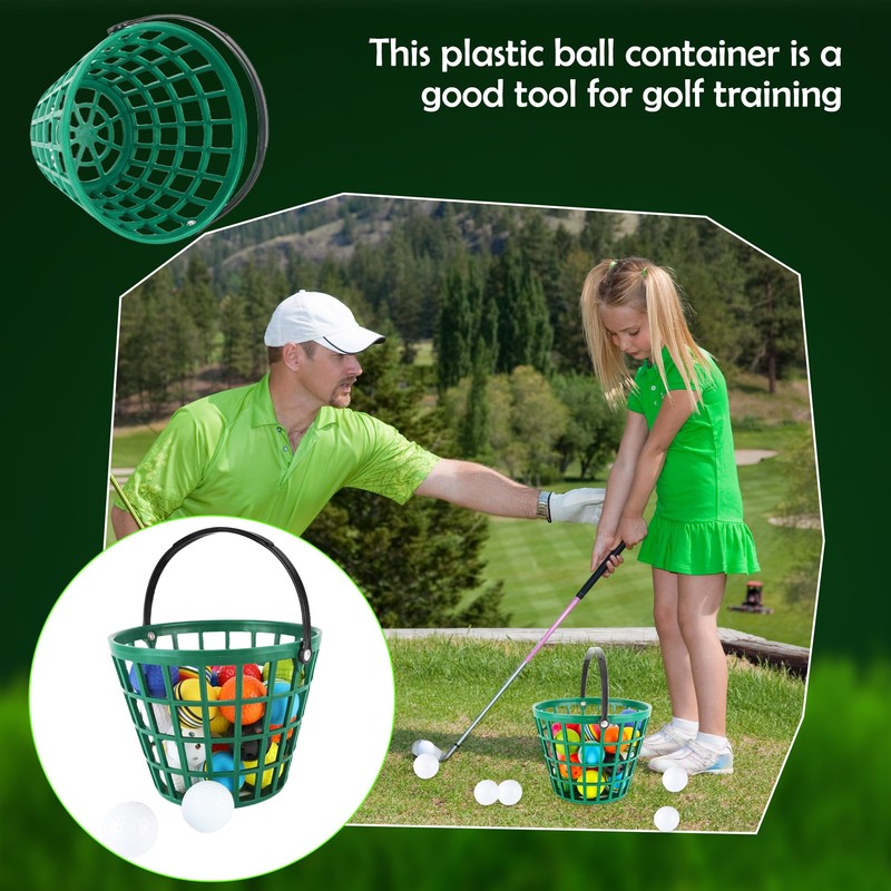 Spaluck 3 Pcs Golf Ball Basket Plastic Golfball Container Green