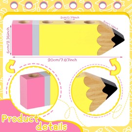 Wooden Desk Pencil Holder for Classroom Teacher Appreciation Gift Teacher Name Pencil Dispenser Classroom Organization for First Day of School Must Haves for Elementary(Pencil Shape)