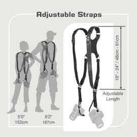 4J LEDR Camera Harness,Dual Shoulder Leather Camera Strap for Photographer,Camera Shoulder Strap for 2 Cameras Carrying for Men&Women, Multi Camera Gear for DSLR/SLR Strap,Quick Release
