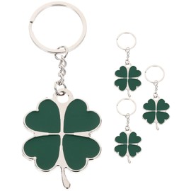 LIFKOME 4pcs St.Patrick Day Shamrock Keychain Four- Leaf Lucky Charm Keyring Green Irish Party Favors Key Holder for St Patrick's Day Costume Pendants