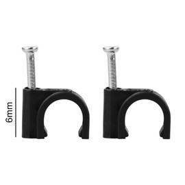 LAMXD Round Black Cable Clips, for Cables 6 mm, Box of 100, Skirting Wire Nail Clips, Cable Tacks for Ethernet, Electrical Cables, Wires