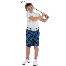 Royal & Awesome Pantalones cortos de golf divertidos y divertidos para niños, Escocés azul, 29.5 Inch - X-Large