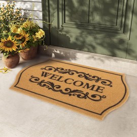 MUGANYI Non-Slip Backing Door mat Natural Coir Rubber Welcome Doormat for Front Door Indoor Outdoor Entrance 17" x 29"