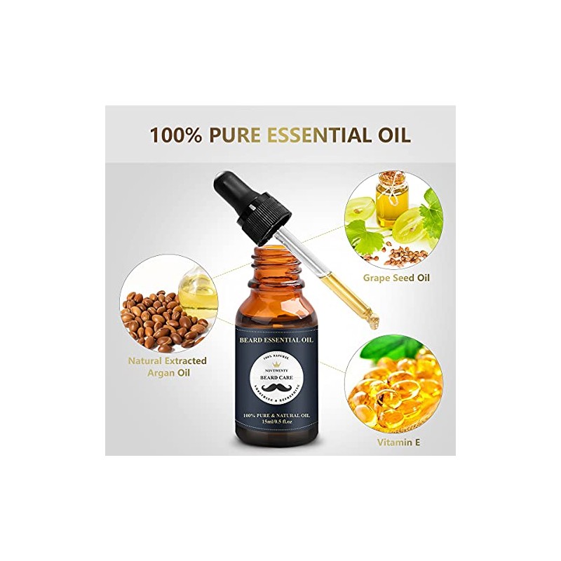 Kit Cuidado Barba Hombres Novtwenty Piezas Lavado Aceite Acondicionador Cepillo