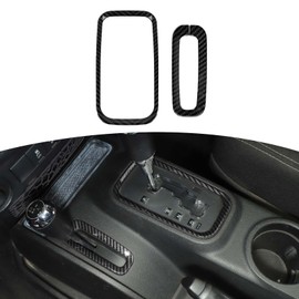 RT-TCZ for Jeep JK Gear Shift Panel Cover Trim for Jeep Wrangler JK JKU 2011-2017 Black Carbon Fiber Interior Accessories 2pcs