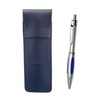 SASL-B989A-S Metal Scorpion Shocking Ballpoint Pen Set Silver Grain Leather