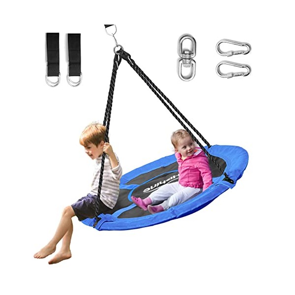 Hishine 43" Saucer Tree Swing for Kids, 360Â° Rotate Waterproof