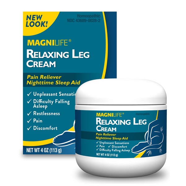 MagniLife Relaxing Leg Cream, Deep Penetrating Topical for Pain and Restless Leg Syndrome Relief, Naturally Soothe Cramping, Discomfort, and Tossing with Lavender and Magnesium - 4oz