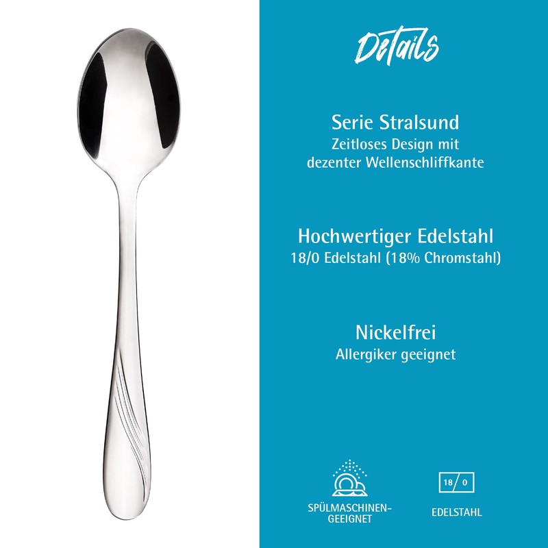 GRÄWE Stralsund Coffee Spoons, Set of 12, Small Stainless Steel