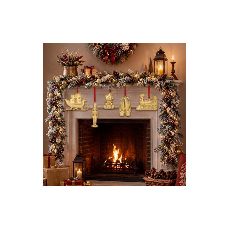 Novabright 6 adornos de Navidad dorados clásico para árbol, decoración