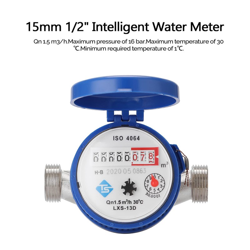 Weytoll Intelligent Water Meter 15mm 1/2" for Home Use, Mechanical