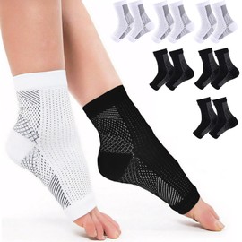 6 Pares Calcetines de neuropatía,Calcetines de Compresión,Tobilleras Deportivas de Compresión,Soporte Tobillo Elástico Transpirable para Hombre/Mujer,Alivio Fascitis Plantar,Prevención de Torceduras(S/M)