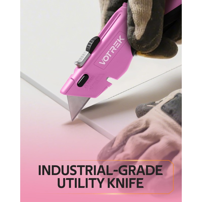 VOTREK Box Cutter Utility Knife, 2-in-1 Safety Retractable Box Cutter