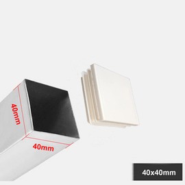 Zaky Lamellar Plugs for Square Tubes, 40 x 40 mm, White, Square Plugs for Square Tube, Plastic Foot Caps, Pack of 15