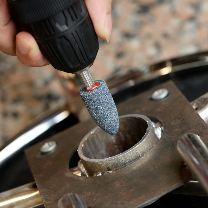 sourcing map Abrasive Mounted Stone 1/4" Shank 1.18" Dia Conical