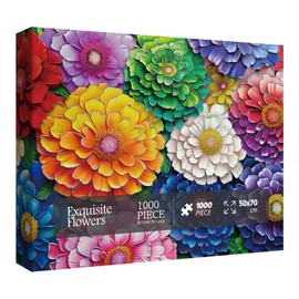 Colorful Flowers Jigsaw Puzzles 1000 Piece for Adults, Art Plant Pretty Painting Jigsaw Puzzles, Nature Aesthetic Beautiful Floral Puzzle