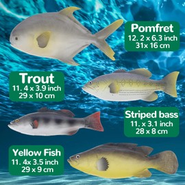 Meiwlong 4 Fake Fish Decoration Set Realistic Artificial Sea Pomfret Simulation Model Mixed Display Wedding Christmas Festival Game Party Dinner Table