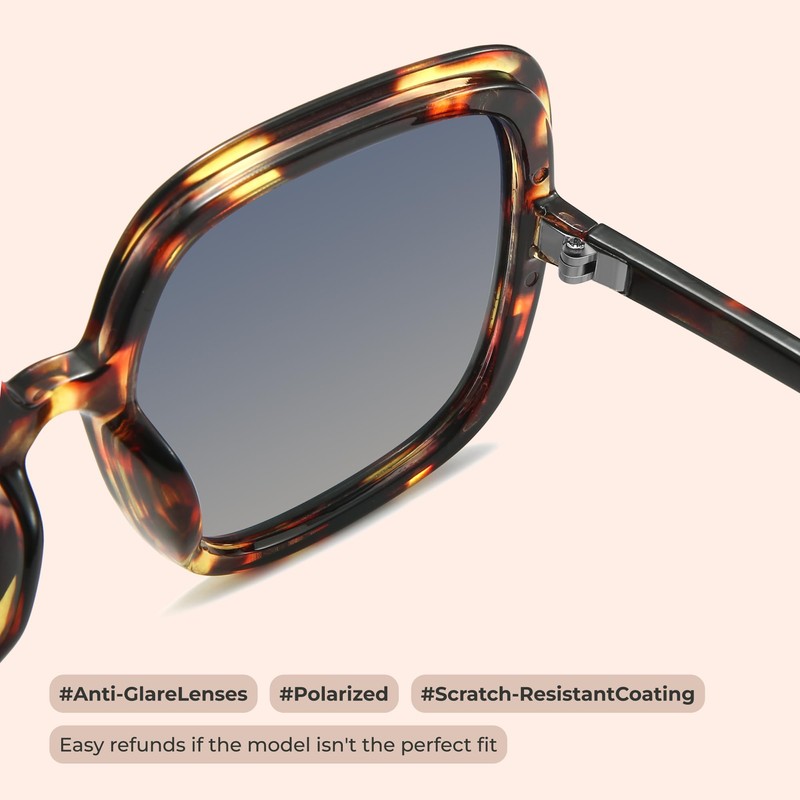 miyya Oversized Polarized Sunglasses Women, Trendy Retro Sun Glasses for