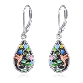 Moonstone Earrings S925 Sterling Silver Butterfly/Cat/Phoenix Moonstone Leverback Earrings Jewellery for Women Girls, Sterling Silver, Moonstone