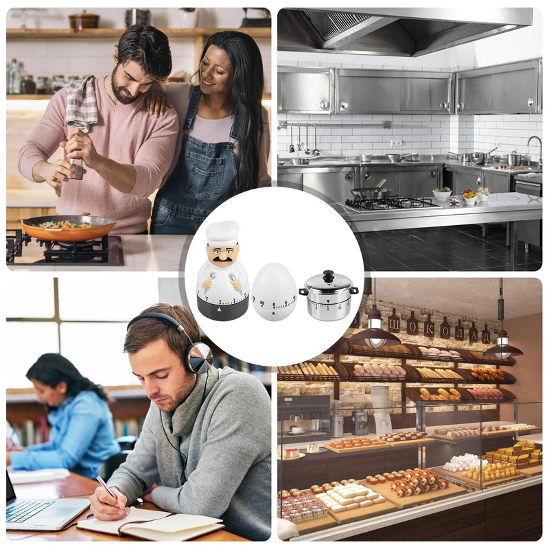 Asfrode Pack of 3 Mechanical Kitchen Timer, 60 Minute Timer