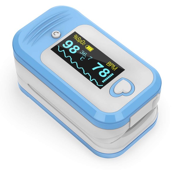 Pulse Oximeter, MED LINKET AM801 5 in 1 Oxygen Saturation Monitor Monitoring SpO2, Temperature, Pulse Rate, Perfusion Index, PPG, Overlimit Reminder and Anti-shake Function, Medical Grade CE Approved