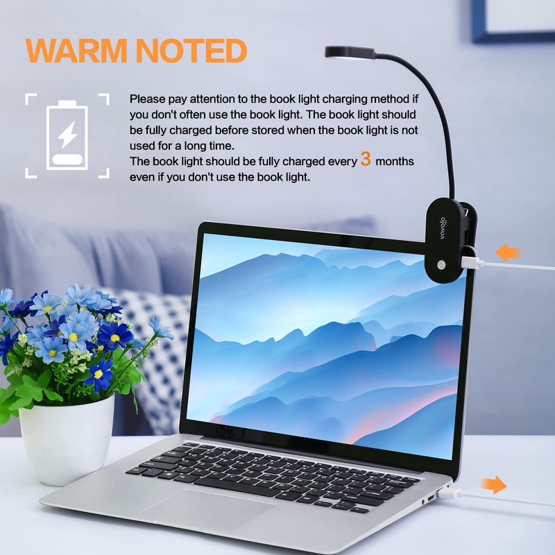 VAVOFO Rechargeable Book Light, 14 LEDs Eye Care Clip On