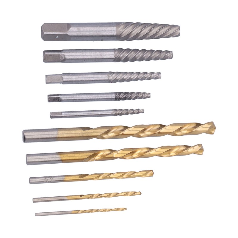 10Pcs Screw Extractor Drill Bit 4241 HSS Left Hand Damaged