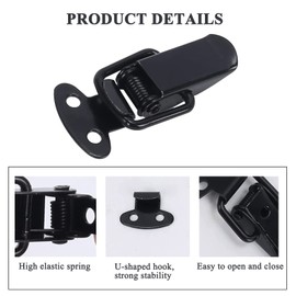 Pack of 12 Stainless Steel Hasp Clasps, Black Lever Lock, Box Clasp, Stainless Steel Lever Clasp, Suitable for Boxes, Toolboxes, Drawers, Cupboards