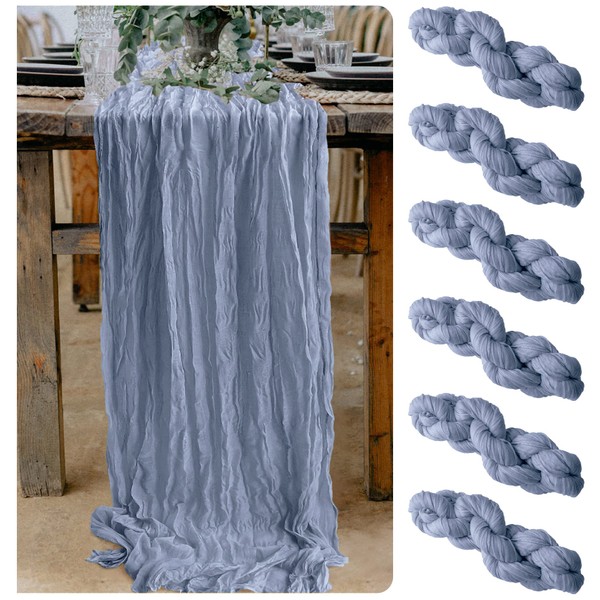 6 Pieces Dusty Blue Cheesecloth Table Runner 10 Ft Cheese