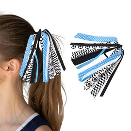 Soccer Hair Ribbon for Women Ponytail Holders Streamers Team Ribbon Hair Ties Elastic Soccer Tassel Hair Band Cheerleading Cheer Bows for Girls Glitter Hair Decorations for Cheerleader Fans Ribbons