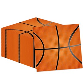 50 Pcs Basketball Napkins 13 x 13 Inches, Basketball Paper Napkins Sports Theme Disposable Cocktail Napkins for Birthday Baby Shower Basketball Party Decorations (Basketball)