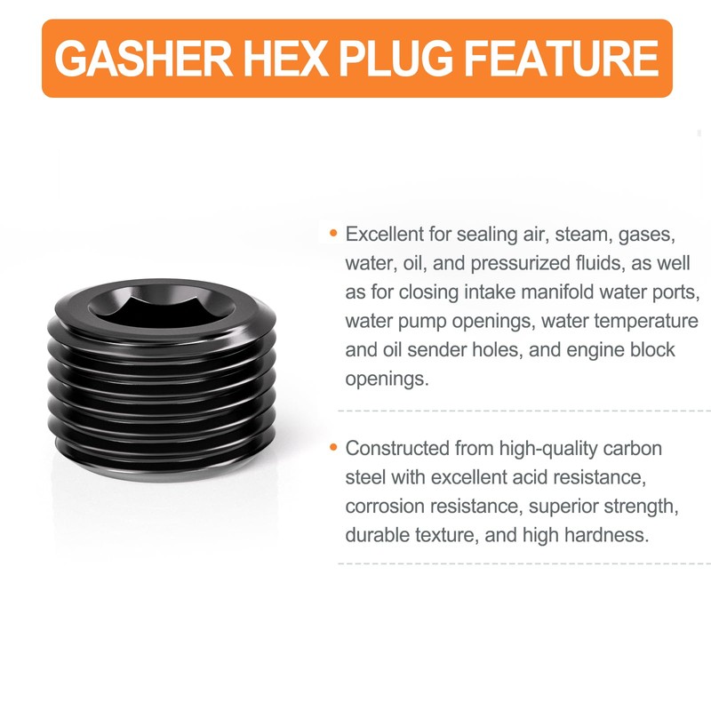 GASHER 70Pcs Carbon Steel Pipe Plug Fitting Internal Hex Thread